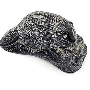 Vintage Aardik Collection Soapstone Beaver Figurine Canada Art Carving Signed